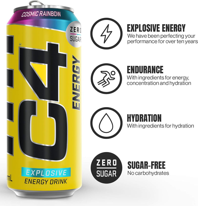C4 Cosmic Rainbow Performance Energy Drink Zero Sugar 500ml - Case of 12