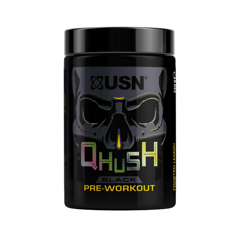 USN QHUSH Black Pre-Workout Frosted Lemon Flavour 220g