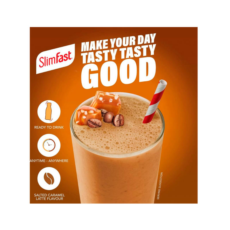 Slimfast Salted Caramel Flavour Ready-to-Drink Protein Shake (30g protein) 325ml - Case of 6