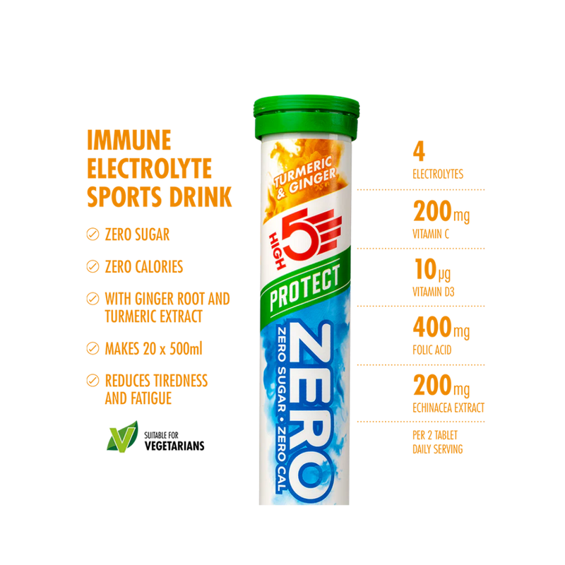 High5 Zero Immune Protect Turmeric & Ginger Electrolyte Sports Drink tablets (20 tablets)