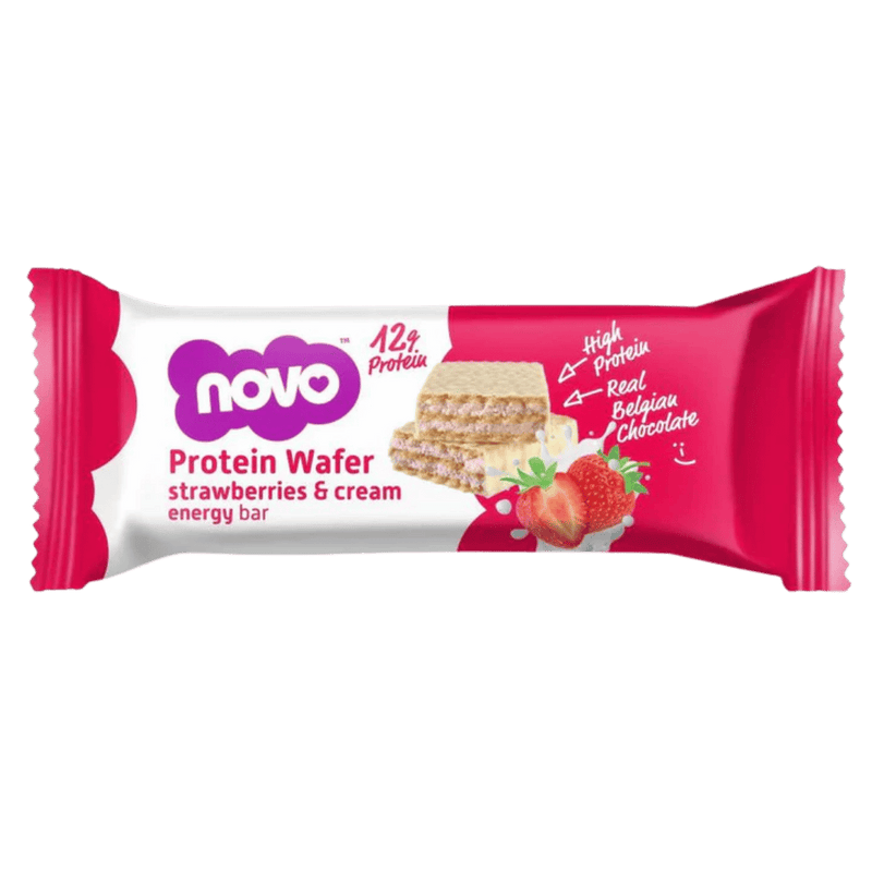 Novo Strawberry & Cream High Protein Wafers 40g - Case of 12