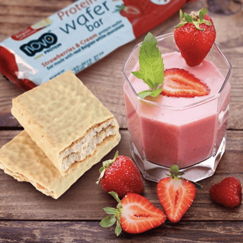 Novo Strawberry & Cream High Protein Wafers 40g - Case of 12