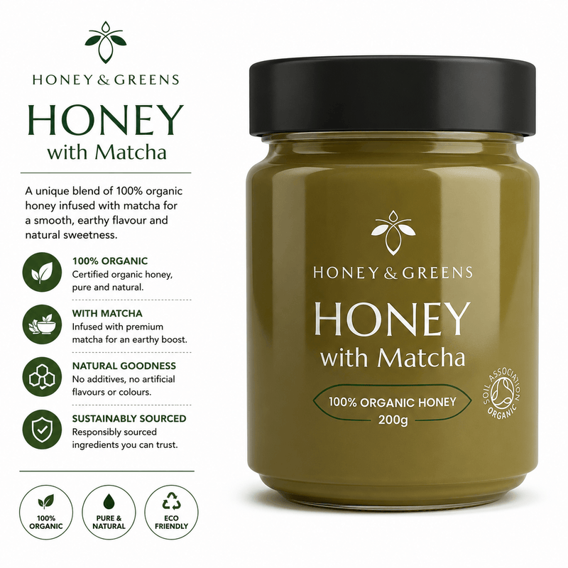 Honey & Greens Organic Honey with Matcha 200g