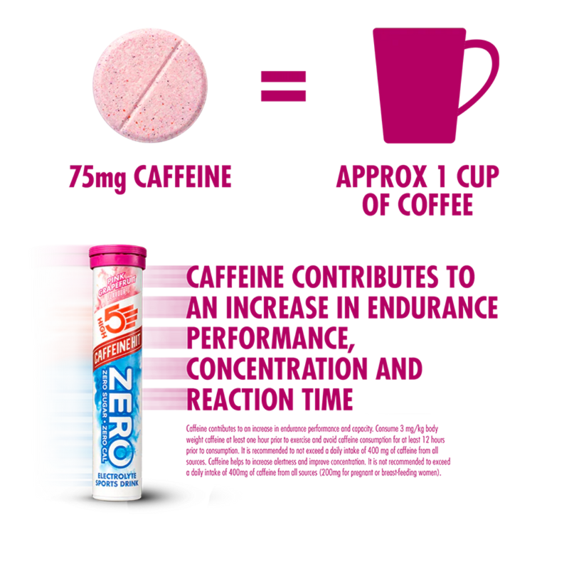 High5 Zero Pink Grapefruit Flavour Caffeine Hit Electrolyte Sports Drink tablets (20 tablets)