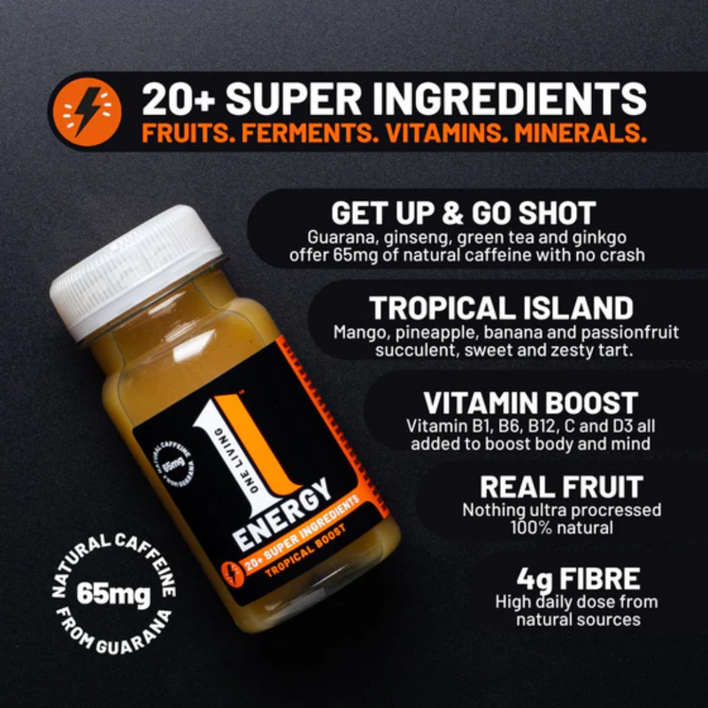 OneLiving Energy Tropical Boost Health Shots 100ml - Case of 8