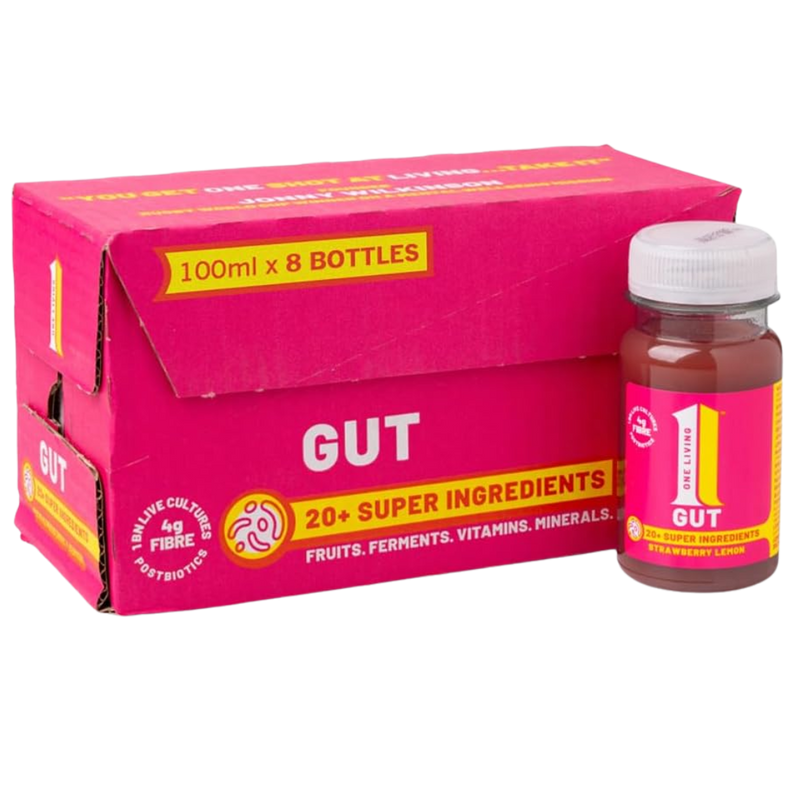 OneLiving Gut Strawberry Lemon Health Shots 100ml - Case of 8