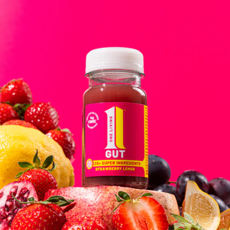 OneLiving Gut Strawberry Lemon Health Shots 100ml - Case of 8