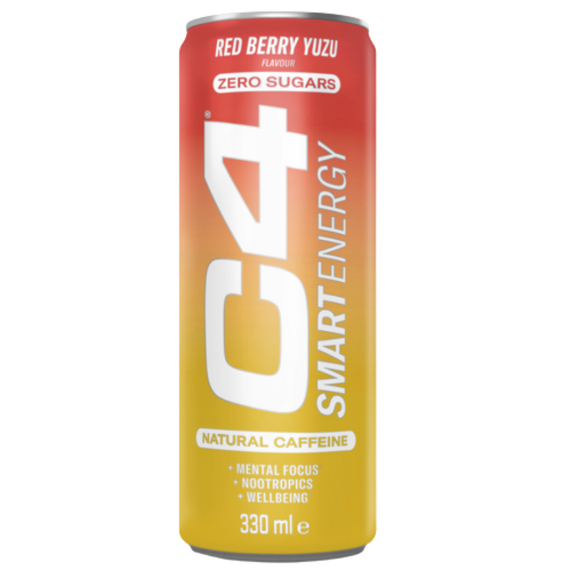C4 Red Berry Yuzu Flavour Smart Energy Drink 330ml - Case of 12