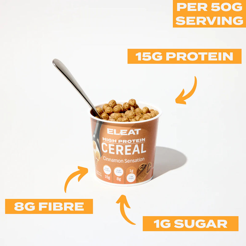 ELEAT Cinnamon Flavour High Protein Cereal 50g - Case of 8