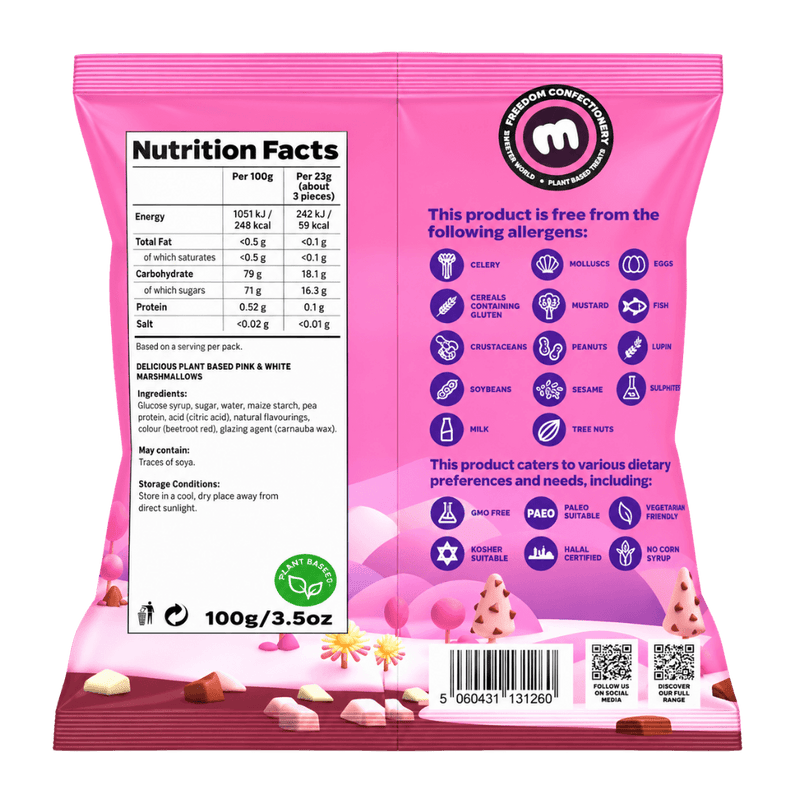 Freedom Vegantic Pink & White Marshmallows 100g - Case of 10
