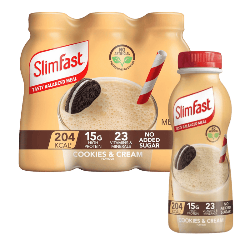 SlimFast Cookies & Cream Ready to Drink Meal Replacement Shake 325ml - Case of 6