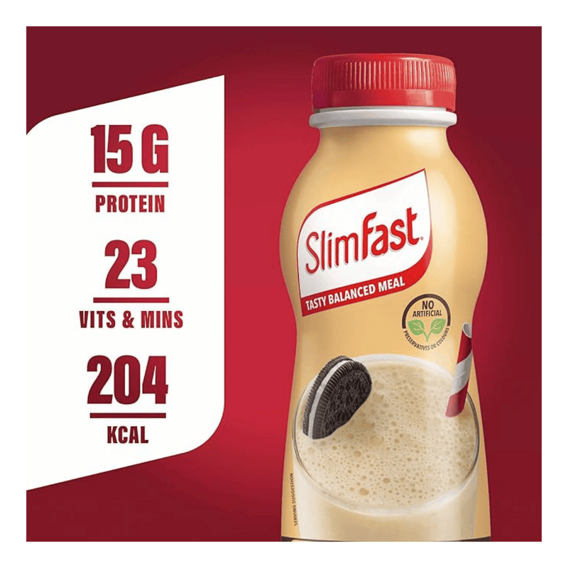 SlimFast Cookies & Cream Ready to Drink Meal Replacement Shake 325ml - Case of 6
