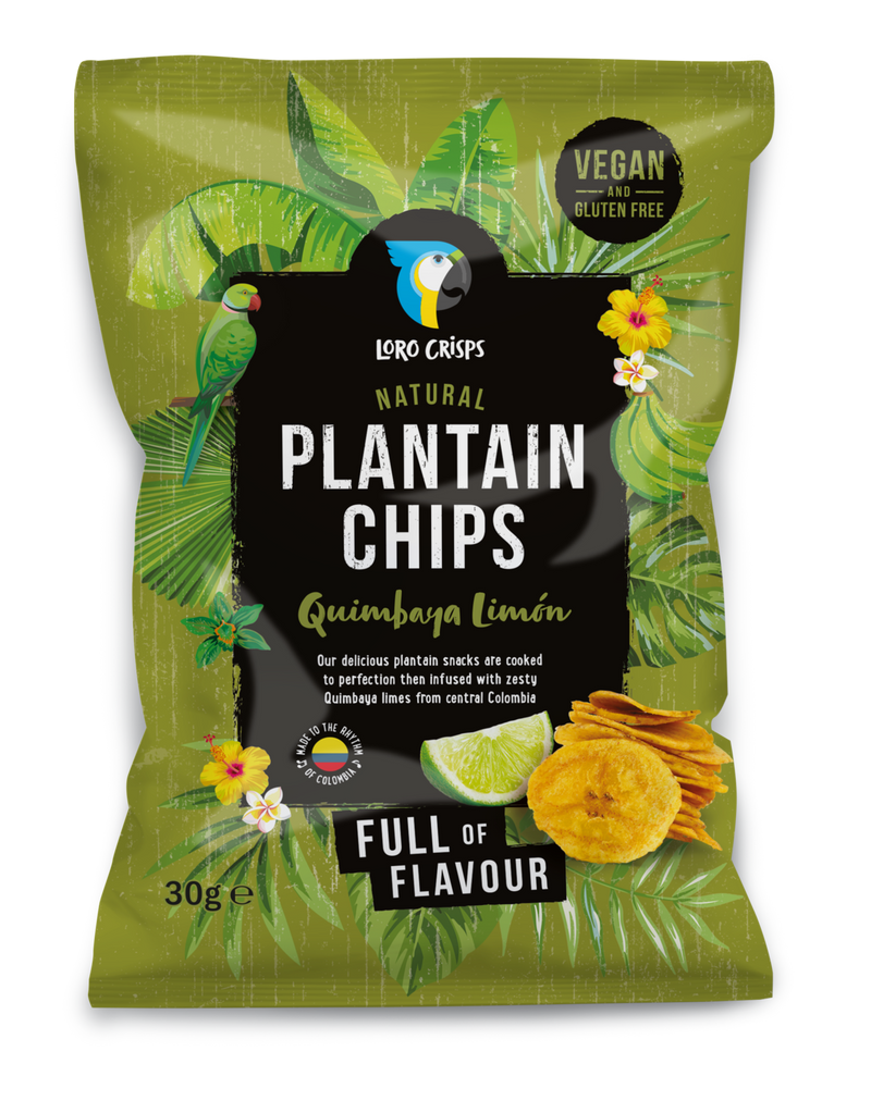 Loro Crisps Natural Plantain Chips, Quimbaya Lime 30g - Case of 20
