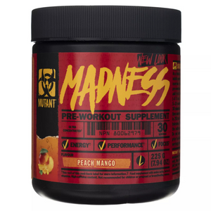 Mutant Madness Peach Mango Flavour Pre-Workout Supplement 225g [Best Before: 01/03/2026]