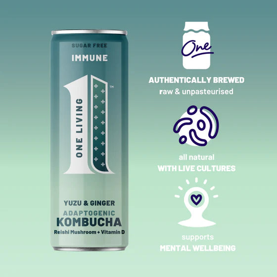 One Living Plus Immune Kombucha 250ml - Case of 12 [Best Before: 13/04/2026]