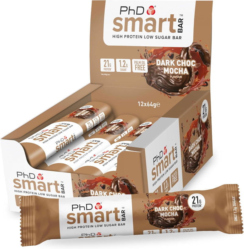 PhD Smart Dark Chocolate Mocha Protein bar 64g - Case of 12 [Best Before: 30/01/2026]