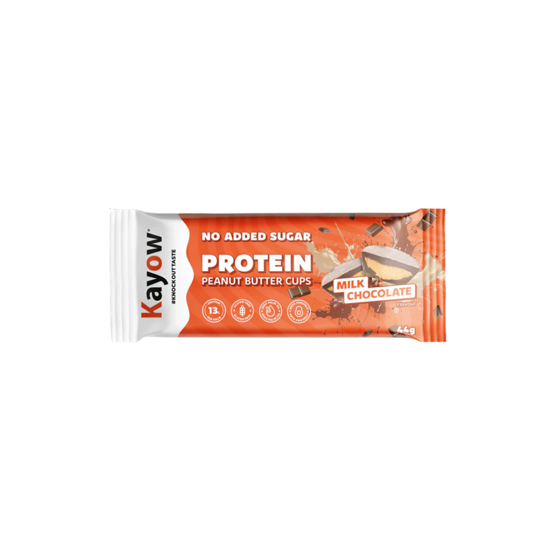 Kayow No Added Sugar Protein Peanut Butter Cups – Milk Chocolate 44g - Case of 12