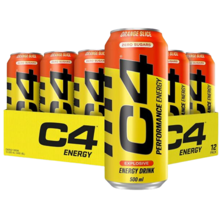 C4 Orange Slice Zero-Sugar Energy Drink 500ml - Case of 12 [Best Before: 29/03/2025]