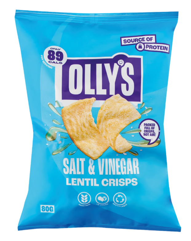 Olly's Salt & Vinegar flavour Lentil Crisps 80g [Best Before: 25/06/2025]