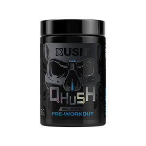 USN QHUSH Black Pre-Workout Blue Raspberry Flavour 220g