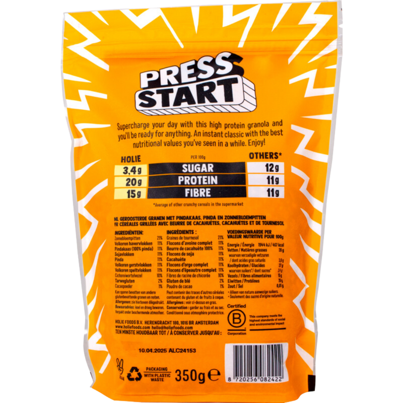 Holies Peanut Butter Protein Granola 350g [Best Before: 31/07/2025]