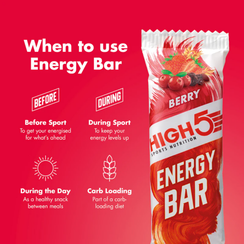High5 Berry Flavour Energy bar 55g - Case of 12 [Best Before: 30/09/2025]