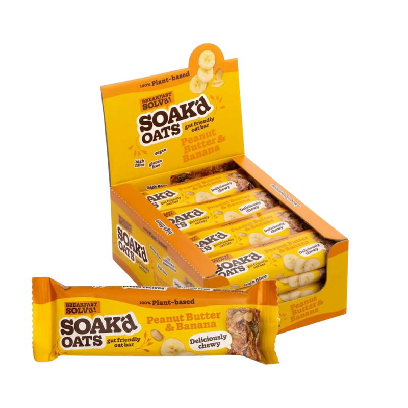 Soak'd High Fibre Peanut & Banana Oat bars 42g - Case of 16 [Best Before: 18/05/2026]