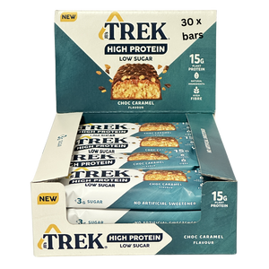 Trek High Protein Low Sugar Choc Caramel Protein Bars 44g - Case of 30 [Best Before: 28/03/2026]