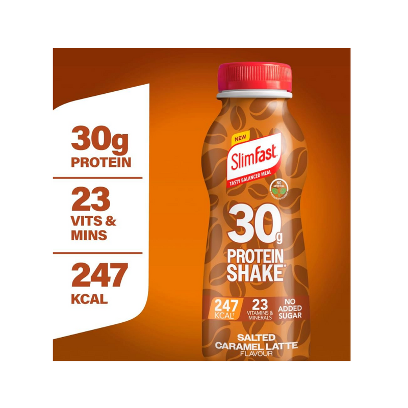 Slimfast Salted Caramel Flavour Ready-to-Drink Protein Shake (30g protein) 325ml - Case of 6
