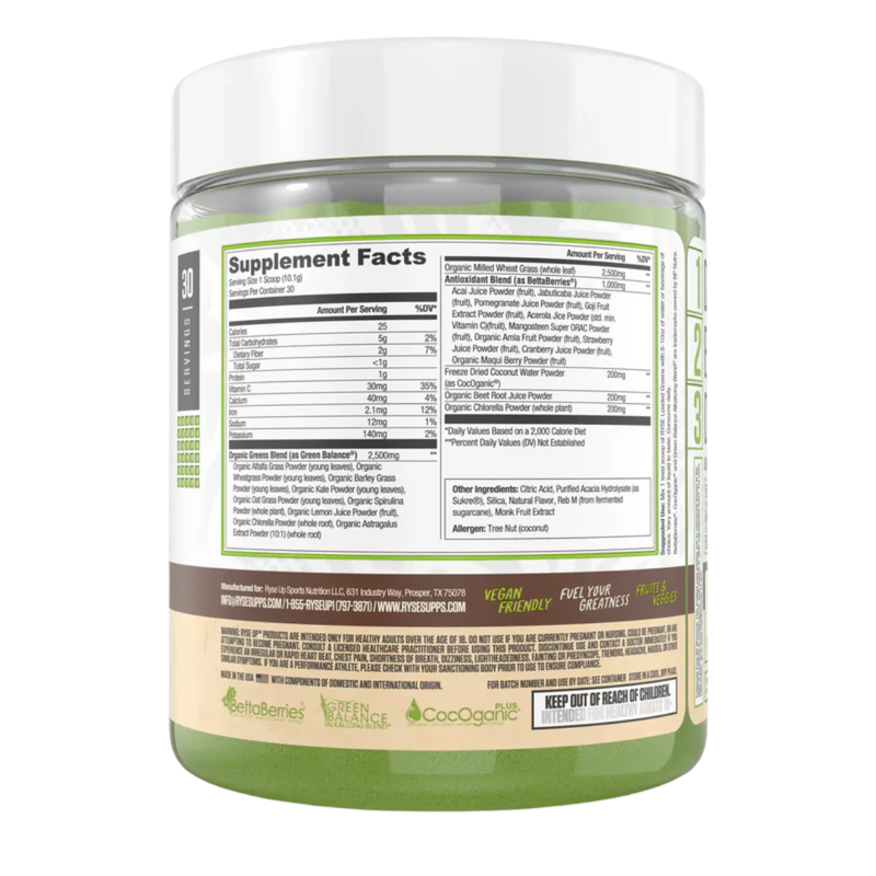 RYSE Loaded Greens Orange Burst 30 Servings [Best Before: 31/10/2025]