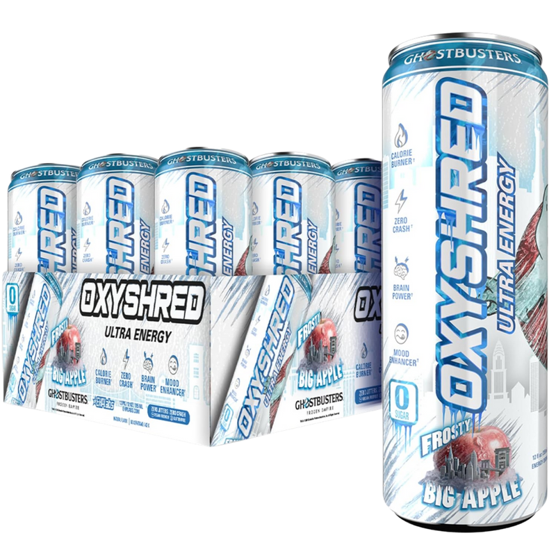 EHP Labs x Ghostbusters Oxyshred Frosty Big Apple Flavour Energy Drink 355ml - Case of 12 [Best Before: 04/08/2025]