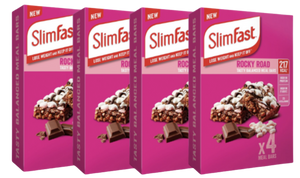 SlimFast Rocky Road Meal Replacement bars 60g - Case of 4 x 4 x 60g (16 bars total) [Best Before: 31/10/2025]