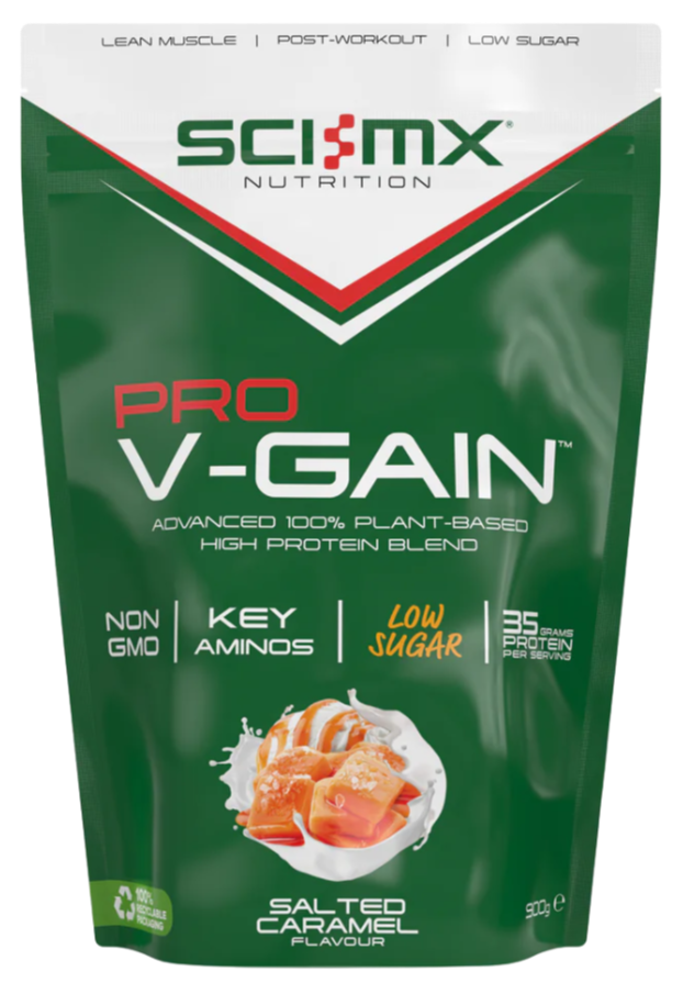 Sci-MX Nutrition Salted Caramel flavour Pro V-GAIN Vegan Protein Powder 900g