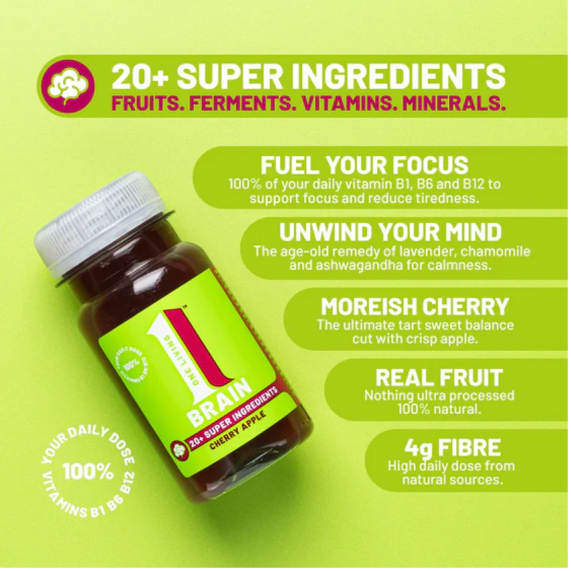OneLiving Brain Cherry Apple Health Shots 100ml - Case of 8