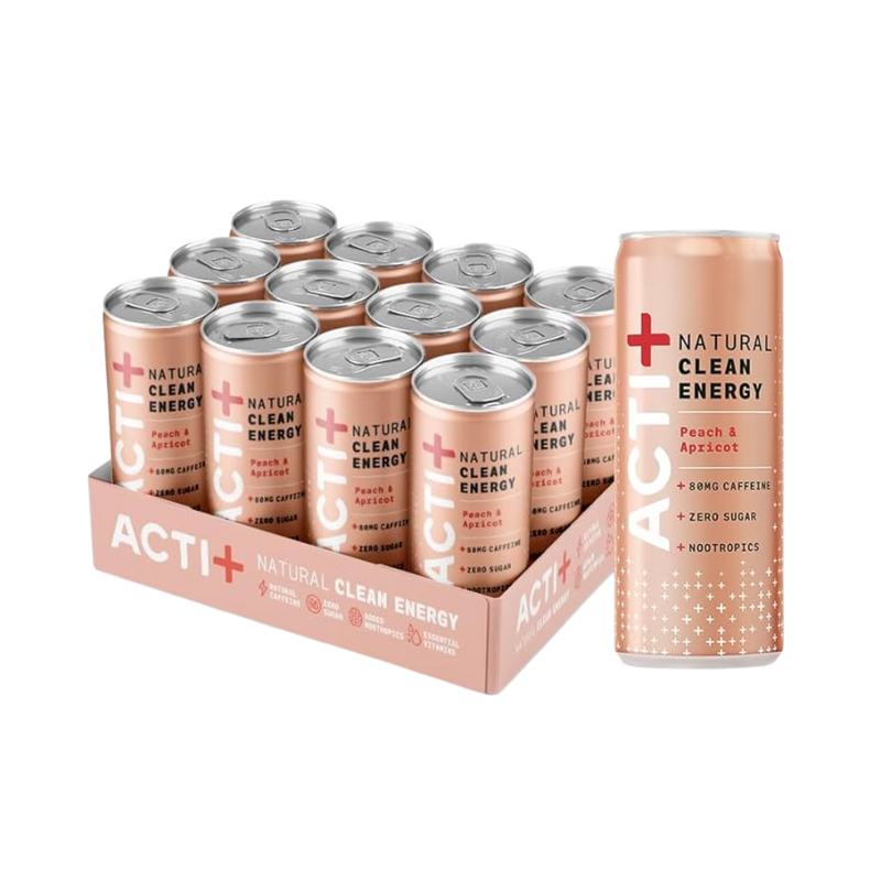 Actiph Acti+ Clean Energy Drink Peach & Apricot 250ml - Case of 12