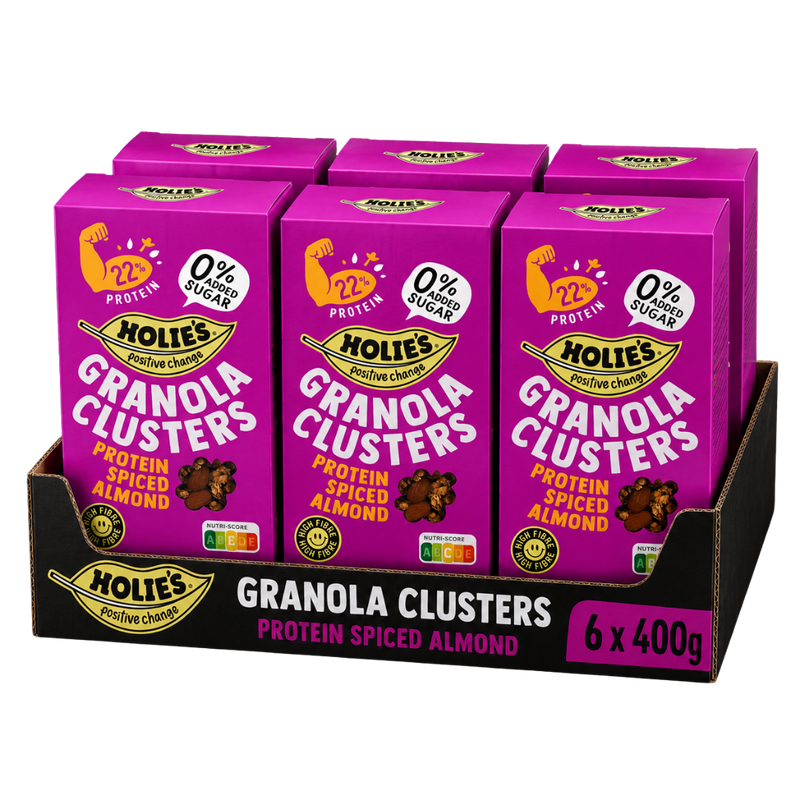 Holies Granola Clusters Spiced Almond Protein 400g - Case of 6 [Best Before: 15/09/2026]