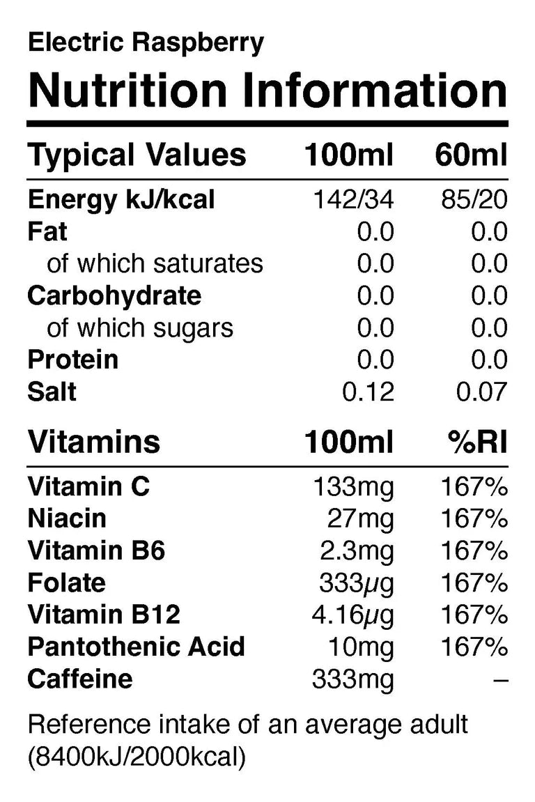 NutriFX Workfit Electric Raspberry Blast Energy Shot (6 x 60ml multipack) [Best Before: 30/10/2025]