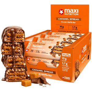 MaxiNutrition Caramel Spread Flavour Protein Waffle Bar 39g - Case of 12 [Best Before: 30/06/2026]