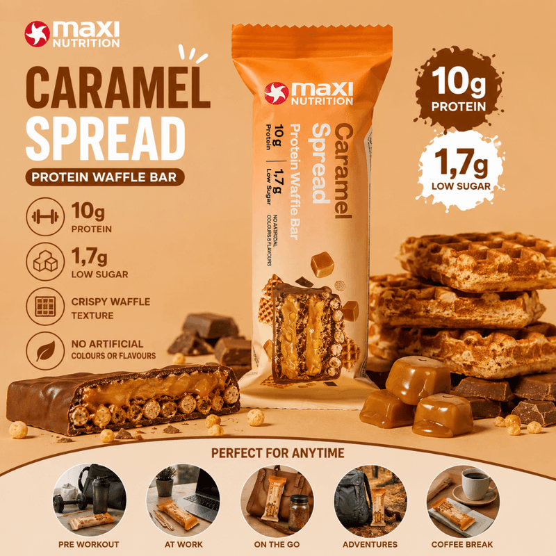 MaxiNutrition Caramel Spread Flavour Protein Waffle Bar 39g - Case of 12 [Best Before: 30/06/2026]