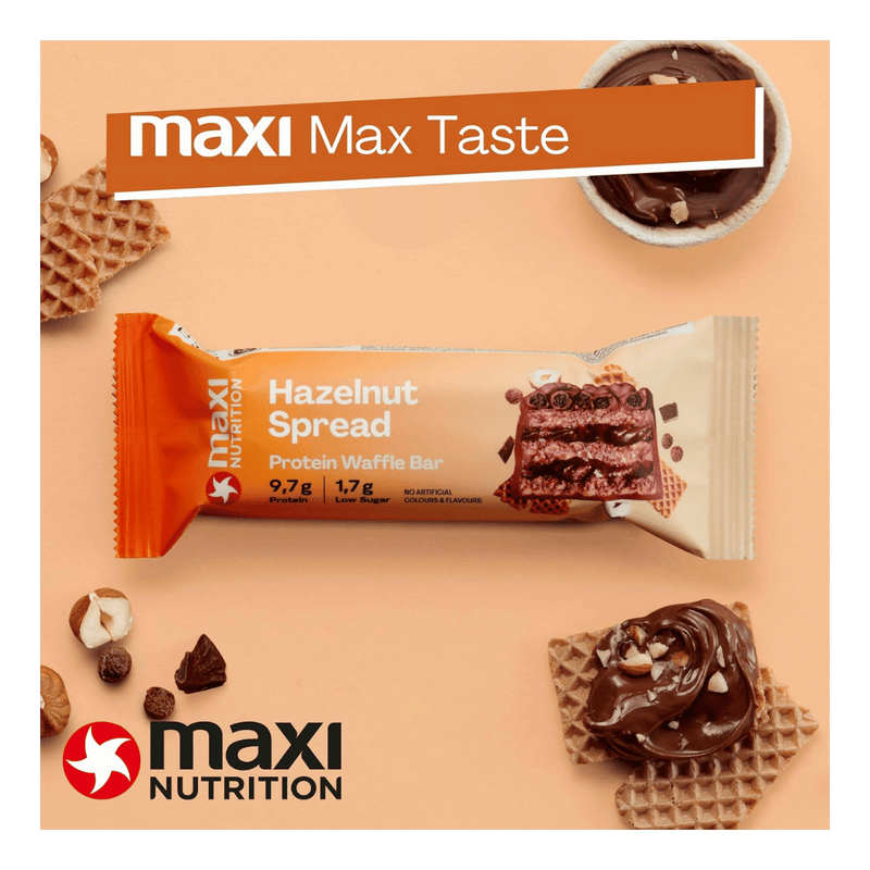 Maxinutrition Hazelnut Protein Waffle bar 39g - Case of 12 [Best Before: 10/06/2026]