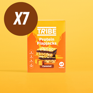 Tribe Caramel Protein Flapjacks (3 x 38g Multipack) - Case of 7  [Best Before: 06/07/2025]