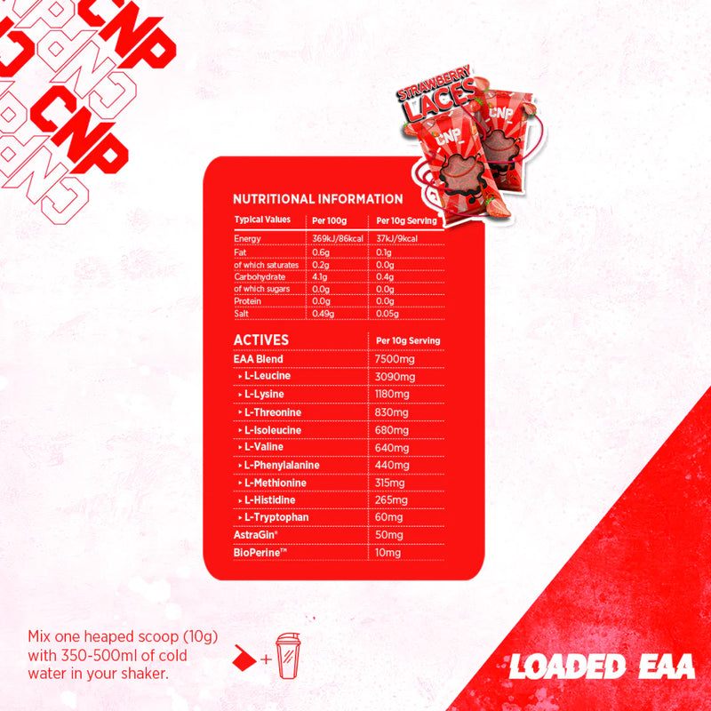CNP Loaded EAA Strawberry Laces 300g (30 servings)