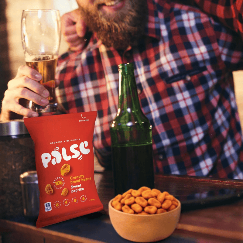 Palse Crunchy Broad Beans Sweet Paprika 50g - Case of 12 [Best Before: 29/08/2026]