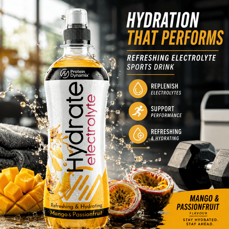 Protein Dynamix Hydrate Mango & Passionfruit Electrolyte Water 500ml case of 12
