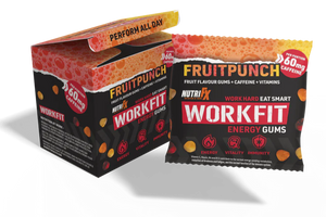 NutriFX Workfit Fruit Punch flavour Energy Gums (6 x 50g multipack) [Best Before: 23/10/2025]