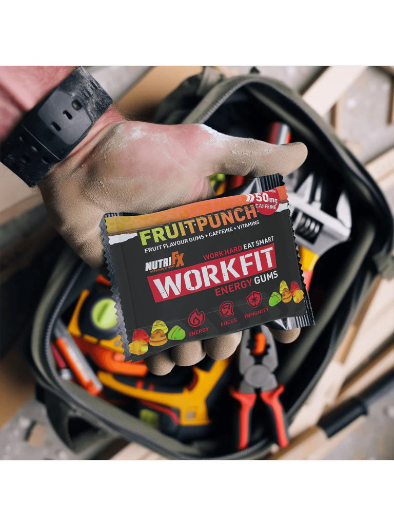 NutriFX Workfit Fruit Punch flavour Energy Gums (6 x 50g multipack) [Best Before: 23/10/2025]