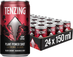 Tenzing Black Cherry, Guarana & Goji Plant Power Shot 150ml - Case of 24 [Best Before: 31/01/2025]