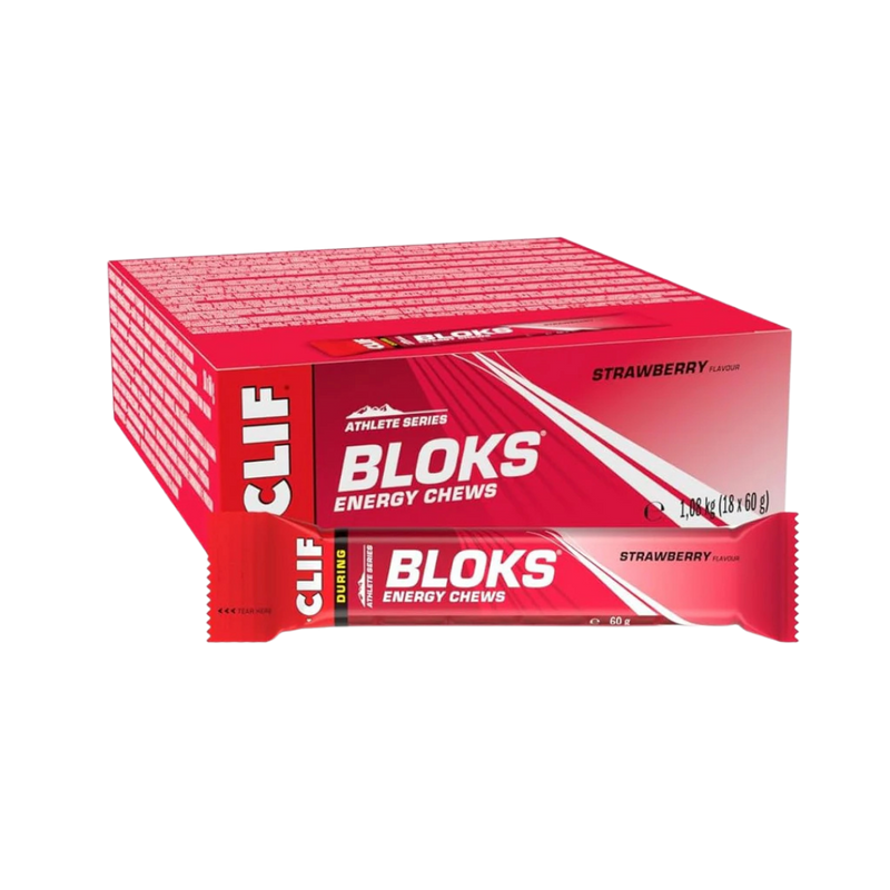 Clif Bloks Strawberry flavour Energy Chews 60g - Case of 18 [Best Before: 02/06/2026]