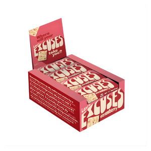 Lexi's Excuses Strawberry & White Chocolate Crispy Bars 25g - Case of 12 [Best Before: 13/03/2026]