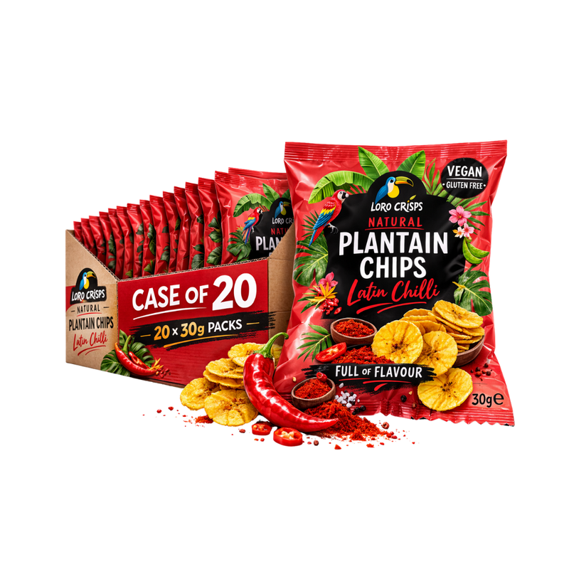 Loro Crisps Latin Chilli flavour Plantain Chips 30g - Case of 20